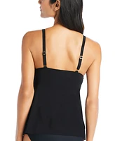 Beyond Control Women's Solid Front-Cascade Tankini Top