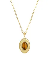 2028 Tiger Eye Oval Locket Necklace