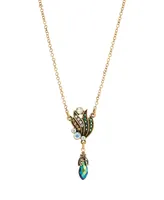 2028 Glass Multi Ab Petal Pendant Necklace