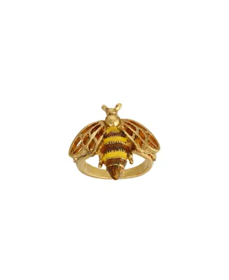 2028 Enamel Yellow and Brown Bee Ring Size