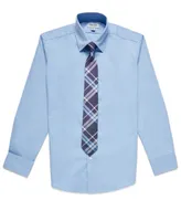 Kenneth Cole Reaction Big Boys Solid Classic Shirt and Tie Set