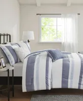 Closeout! Madison Park Allegany Striped 5 Piece Jacquard comforter Set