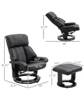 Homcom Massage Recliner Chair, Footrest, 360 Swivel Lounger w/ Remote, Ottoman