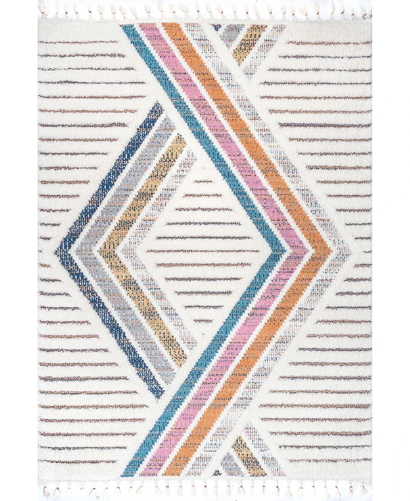 nuLoom Loft Angela High-Low Modern Diamond Tassel 5'3" x 7'6" Area Rug