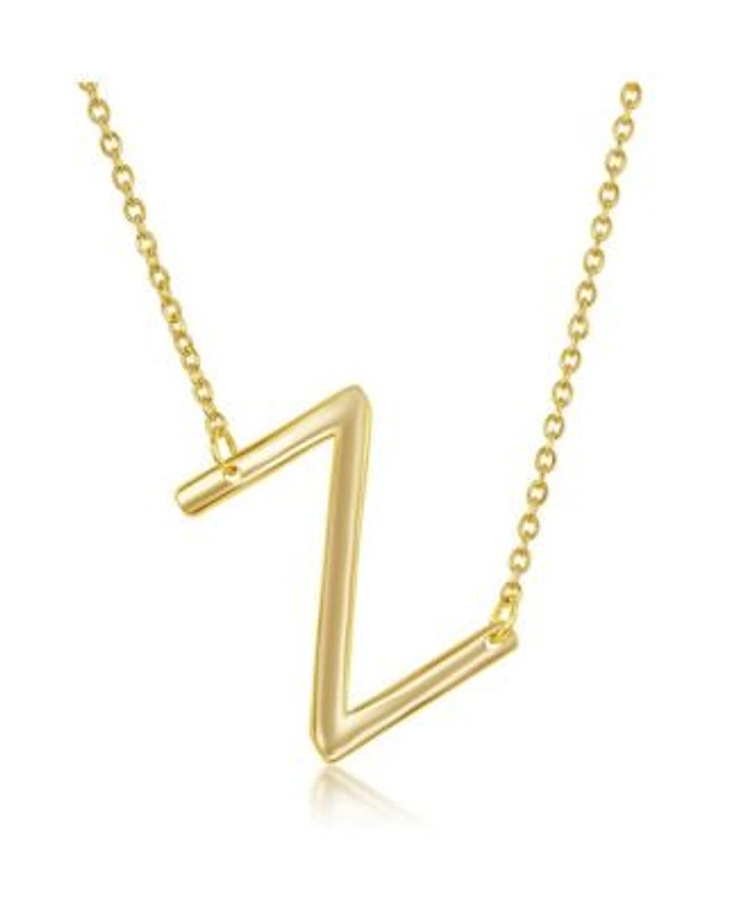 Simona Sterling Silver 14k Gold Plated Sideways Initial Necklace