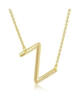 Simona Sterling Silver 14k Gold Plated Sideways Initial Necklace