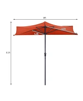 9Ft Half Round Umbrella Patio Bistro Wall Balcony Door Window Sun Shade