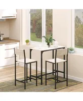 Homcom 3-piece Counter Table Set High Back Stool Industrial Dining Kitchen