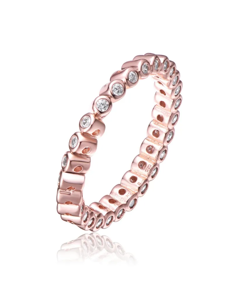 Rachel Glauber Ra 18K Rose Gold Plated Clear Cubic Zirconia Swirl Band Ring