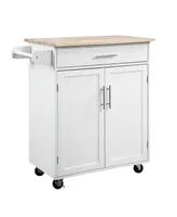 Homcom Kitchen Large Storage Island on 360° Swivel Wheels Cart w/ Drawer