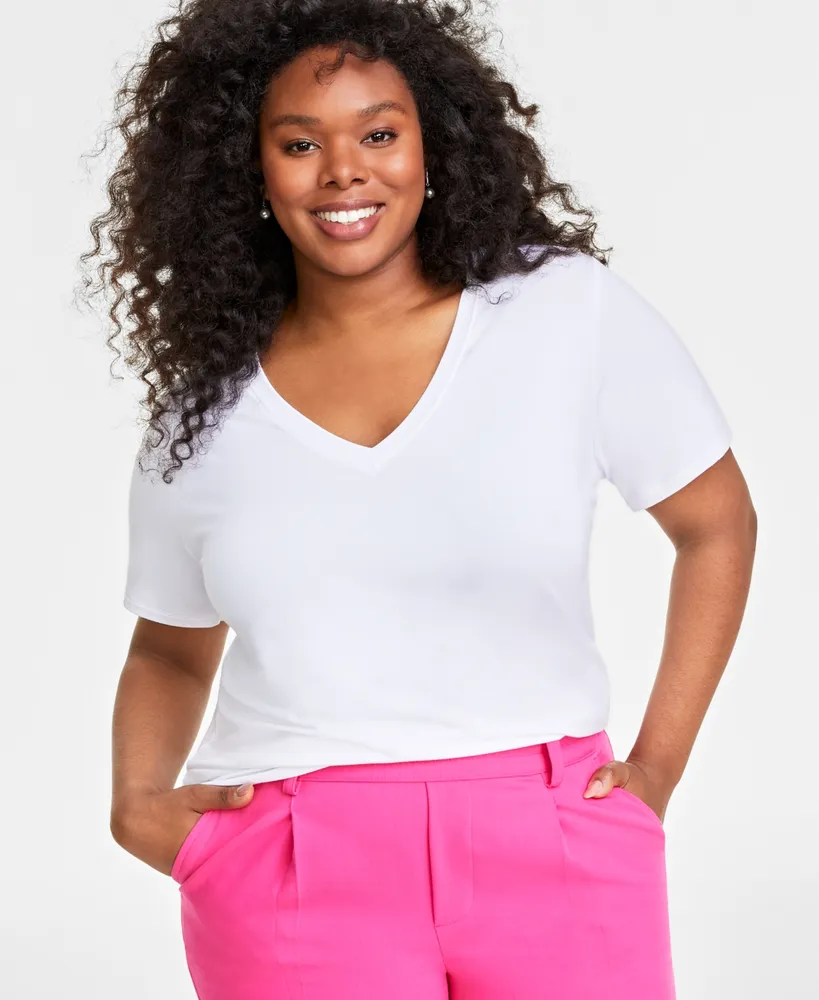 On 34th Trendy Plus Modal V-Neck T-Shirt, Created for Macy's