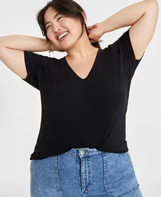 On 34th Trendy Plus Modal V-Neck T-Shirt, Created for Macy's