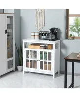 Homcom Kitchen Storage Sideboard Cabinet with Open Shelf and Glass Door Cabinets