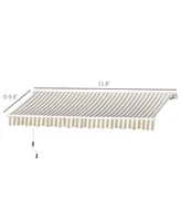 Outsunny 12' x 10' Outdoor Patio Manual Retractable Exterior Window Awning