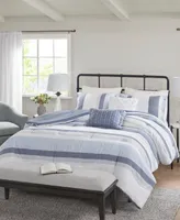 Closeout! Madison Park Allegany Striped 5 Piece Jacquard comforter Set