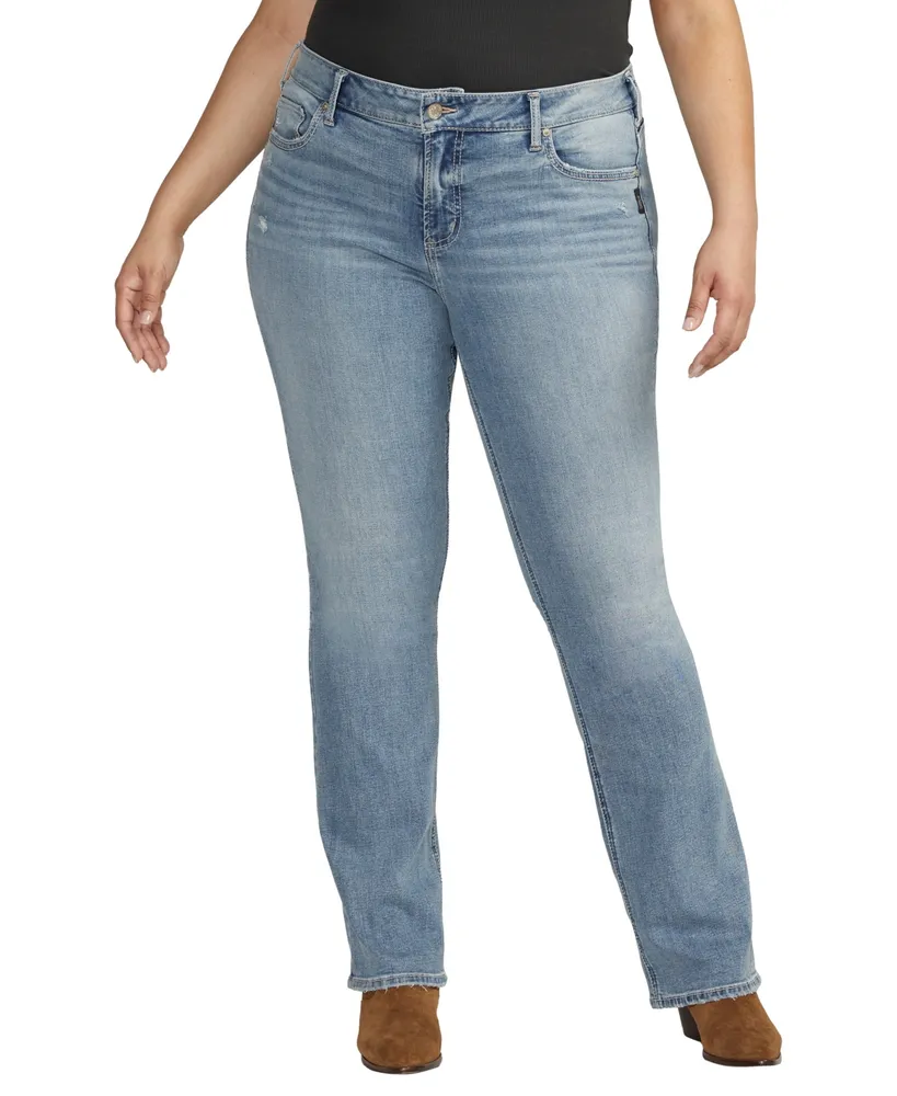 Silver Jeans Co. Women's Elyse Mid Rise Slim Bootcut Jeans, Waist
