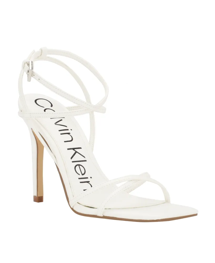 Calvin Klein Women's Tegin Strappy Dress High Heel Sandals - White