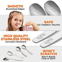 Zulay Kitchen Kids and Toddler Cutlery Set Designed For Self Feeding - 4 Piece Spoon