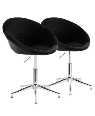 Elama 2 Piece Adjustable Velvet Accent Chair in Black with Chrome Finish