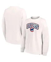 Women's Fanatics Cream Chicago Cubs Leopard Pullover Sweatshirt