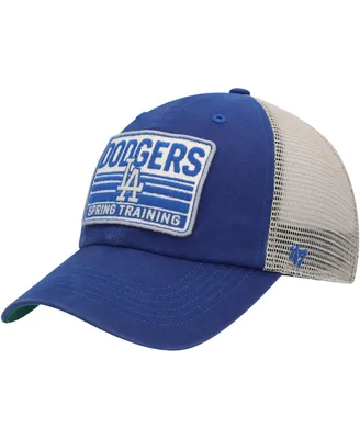 Men's '47 Brand Royal, Tan Los Angeles Dodgers Four Stroke Clean Up Trucker Snapback Hat