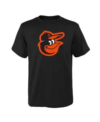 Big Boys and Girls Black Baltimore Orioles Logo Primary Team T-shirt