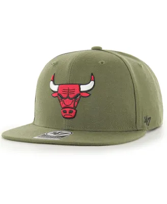 Men's '47 Brand Olive Chicago Bulls Ballpark Camo Captain Snapback Hat