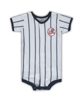 Infant Boys and Girls White New York Yankees Pinstripe Power Hitter Coverall