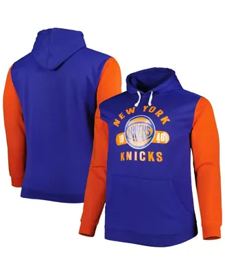 Men's Fanatics Blue and Orange New York Knicks Big Tall Bold Attack Pullover Hoodie