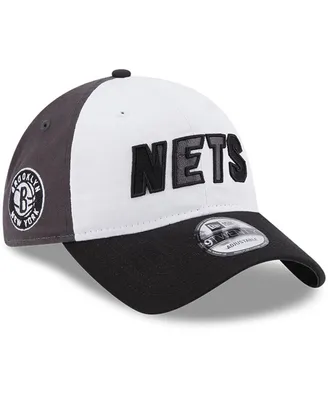 Men's New Era White and Black Brooklyn Nets Back Half 9TWENTY Adjustable Hat