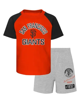 Little Boys and Girls San Francisco Giants Orange, Heather Gray Groundout Baller Raglan T-shirt Shorts Set