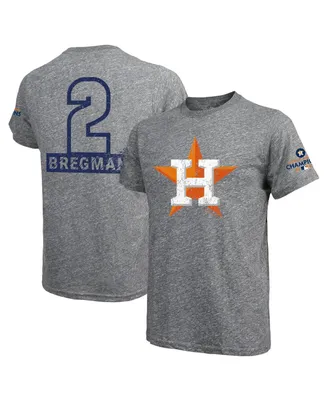 Men's Majestic Threads Alex Bregman Heather Gray Houston Astros 2022 World Series Champions Name and Number Tri-Blend T-shirt