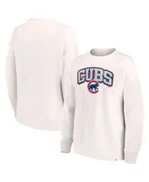 Women's Fanatics Cream Chicago Cubs Leopard Pullover Sweatshirt