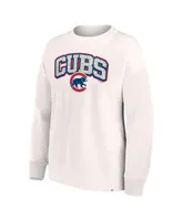 Women's Fanatics Cream Chicago Cubs Leopard Pullover Sweatshirt