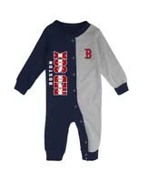 Infant Boys and Girls Navy and Heather Gray Boston Red Sox Halftime Sleeper
