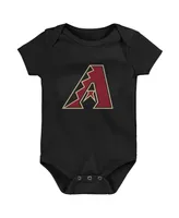 Infant Boys and Girls Black and White and Heather Gray Arizona Diamondbacks Biggest Little Fan 3-Pack Bodysuit Set