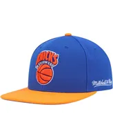 Men's Mitchell & Ness Blue, Orange New York Knicks Hardwood Classics Coast to Fitted Hat