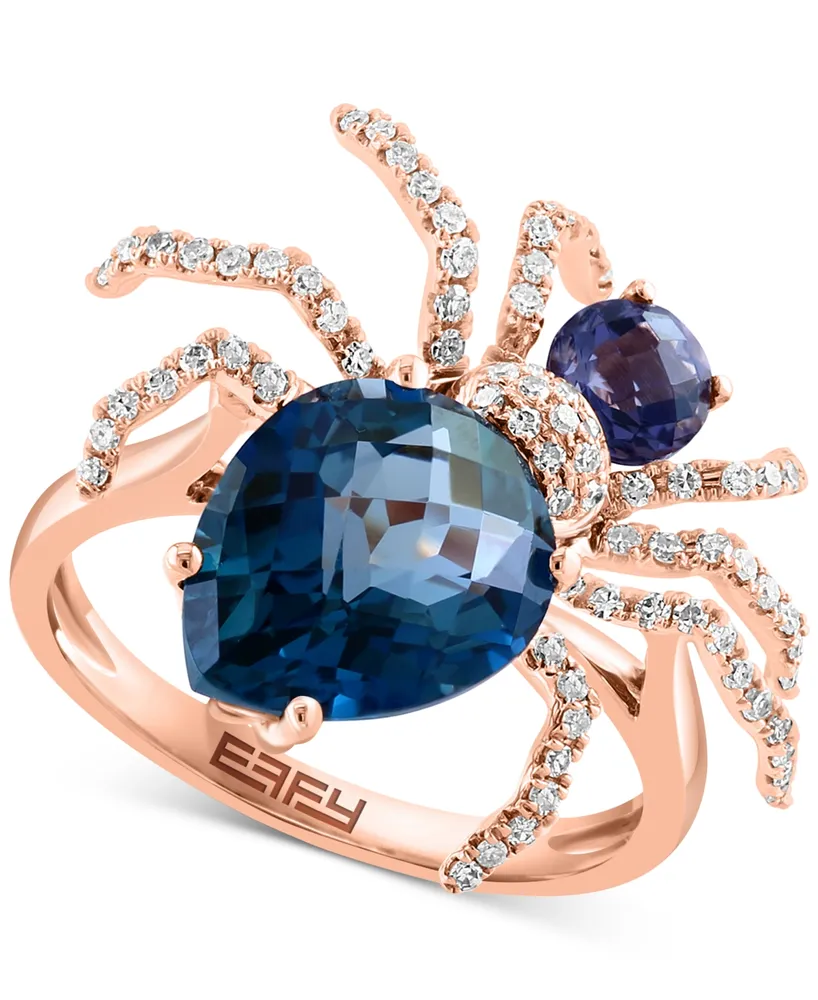 Effy Multi-Gemstone (4-5/8 ct. t.w.) & Diamond (1/3 ct. t.w.) Spider Ring in 14k Rose Gold