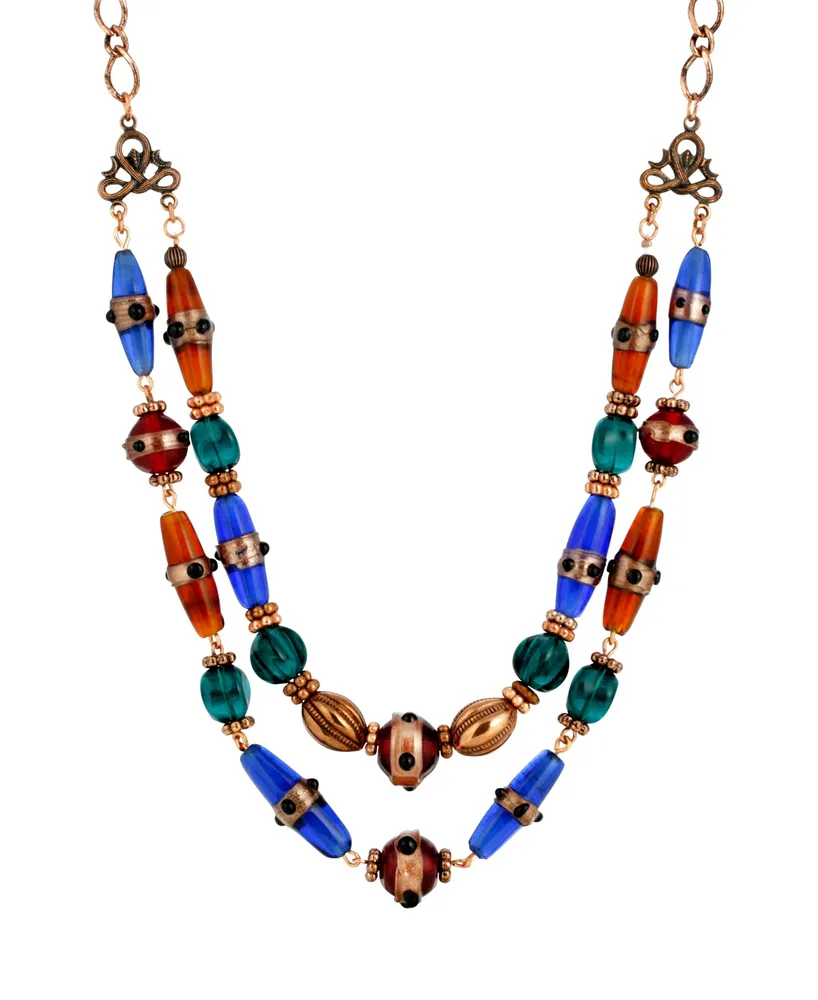 2028 Glass Multi Double Strand Necklace