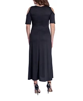 24seven Comfort Apparel Women's Cut Out Shoulder A-Line Floor Length Dress