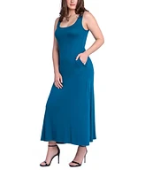 24seven Comfort Apparel Women's Relaxed Fit Sleeveless Tunic Dress with Pockets