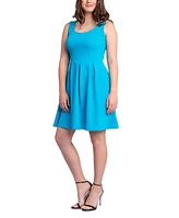 24seven Comfort Apparel Women's Sleeveless Knee Pleated Pocket Dress