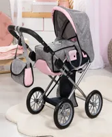 Bayer Design Dolls Grey, Pink, Butterfly Pram City Star