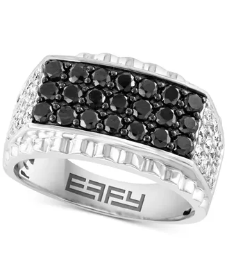 Effy Men's Black Diamond (1-1/4 ct. t.w.) & White (3/4 Cluster Ring 10k Gold (Also Blue Diamond)