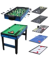 Sunnydaze Decor 10-in-1 Game Table with Billiards, Foosball and Hockey - Blue