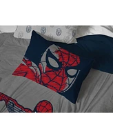 Saturday Park Marvel Spiderman Web Stripe 100% Organic Cotton Full/Queen Duvet Cover & Sham Set