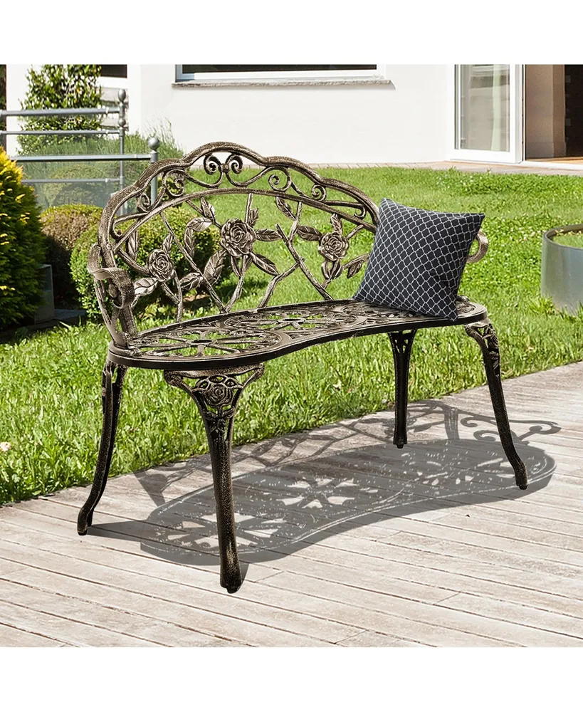 Outdoor Garden Bench Chair Loveseat Cast Aluminum Patio