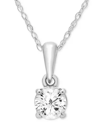 Diamond Solitaire 18" Pendant Necklace (1/3 ct. t.w.) 14k Gold