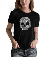 La Pop Art Women's Word Flower Skull Short Sleeve T-shirt