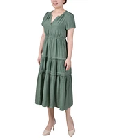 Ny Collection Petite Short Sleeve Tiered Midi Dress